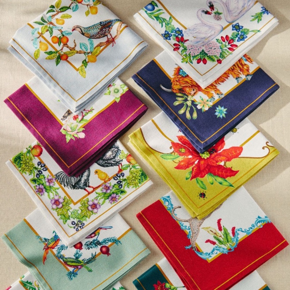2023 Lou Rota twelve Days of Christmas napkin set of 12 - Picture 1 of 14